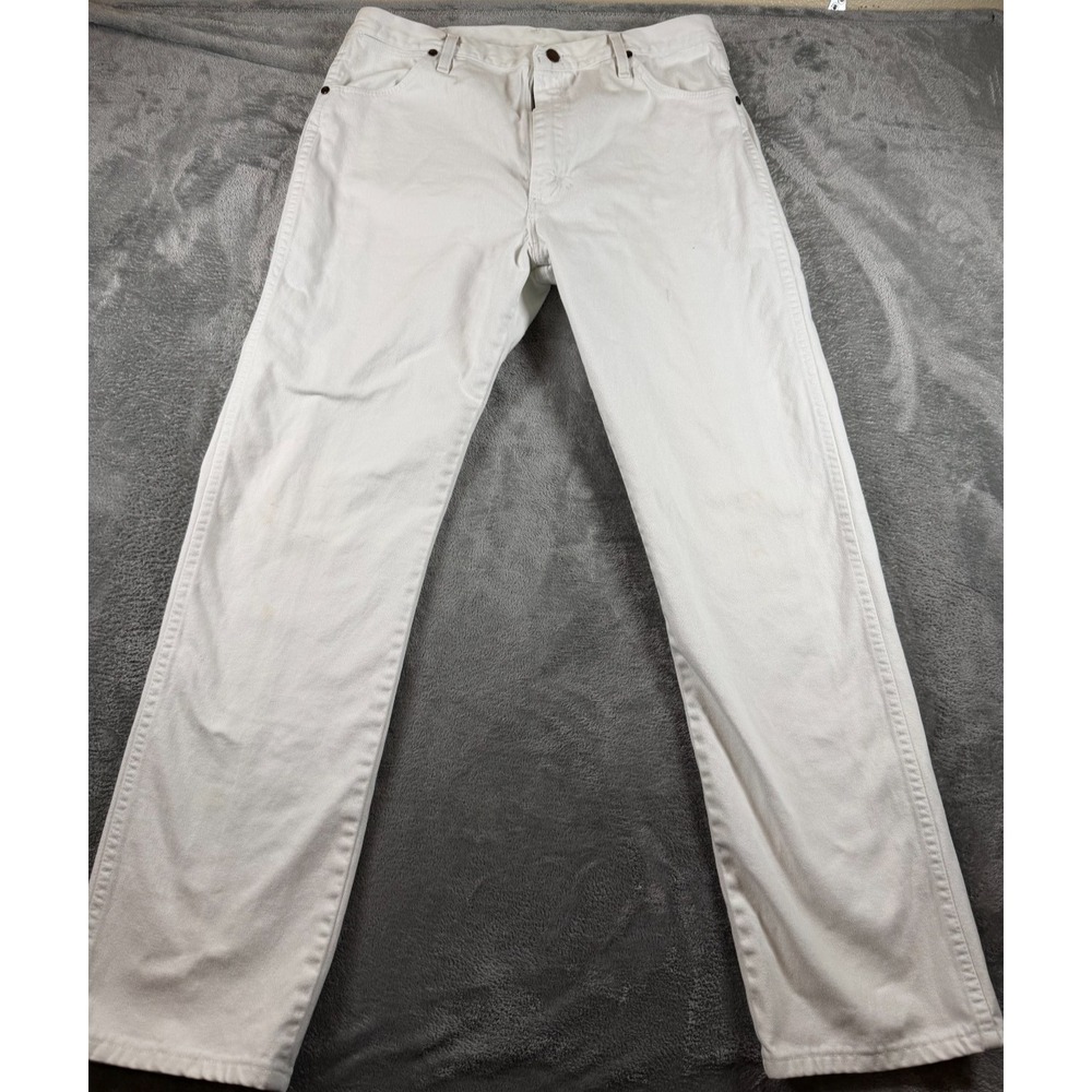 Vtg Wrangler 13MWZW White Jeans Men's 36x34 USA Made Cowboy Western Original Fit